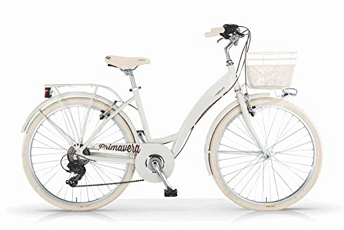 City : MBM Fahrrad Primavera 2017 Damen, Aluminium-Rahmen, 6-Gang, Fahrradkorb, Zwei Größen und sechs Farben erhältlich (Elfenbein, H46 (Räder 28 Zoll))