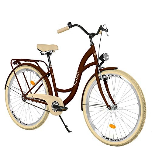City : Milord. 28 Zoll 1-Gang Kupfer Komfort Fahrrad mit Gepäckträger Hollandrad Damenfahrrad Citybike Cityrad Retro Vintage