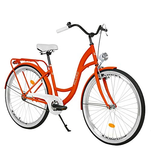 City : Milord. 28 Zoll 1-Gang Orange Komfort Fahrrad mit Gepcktrger Hollandrad Damenfahrrad Citybike Cityrad Retro Vintage