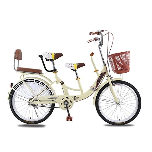 City : MLSH Eltern-Kind-Fahrrad im Freien, Retro Traditional kann 22 '' 24 '' City Cruise Bikes for Kinder mitnehmen, Carry Children / Baby Leisure Travel Bicycle - Yellow (Size : 22 inh)