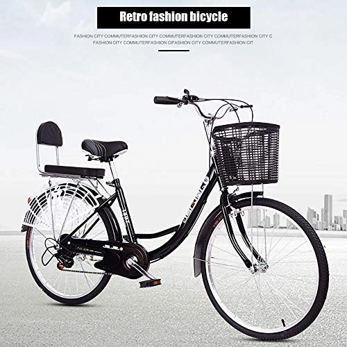 City : MLSH Herrenrad, Outdoor 22 24 26 tragbare Speed-City-Cruise-Bikes, Adult Student Leisure Travel-Fahrrad, schwarz (Size : 24 inch)