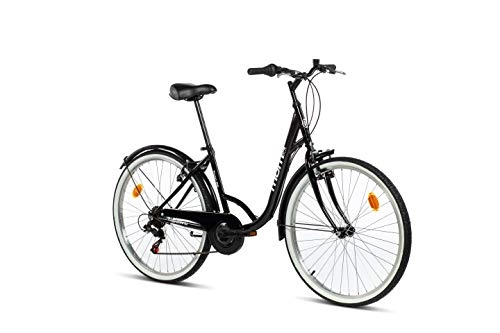 City : Moma Bikes Erwachsene BITOWNNUN Fahrrad Zu Spazieren Town 26, Aluminium Shimano 6 V, schwarz, Unic Size