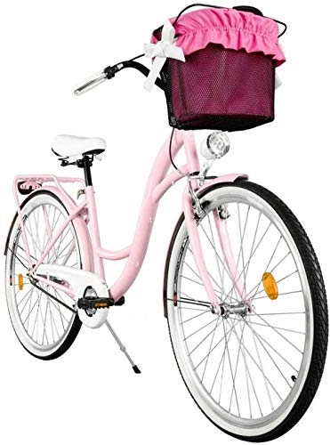 City : peipei Bequemes Fahrrad mit Korb Dutch Bike Damen Fahrrad 3-Gang Pink 28 Zoll