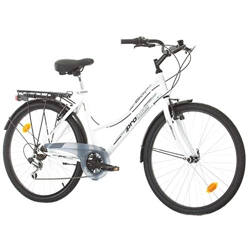 City : Probike 26 City Zoll Fahrrad 6-Gang Urbane Cityräder for Heren, Damen, Unisex Schwarz 455mm (Weiß)
