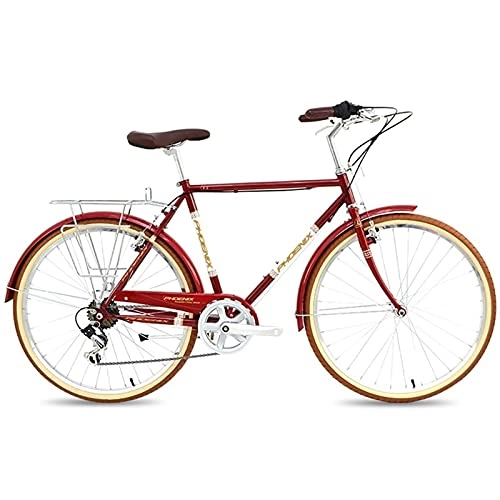 City : QIU Single-Speed ​​700C 24 / 26-Zoll-Pendler-Stadt-Rennrad |21-Zoll-Rahmen Urban Feste Getriebe Fahrrad Retro Vintage Erwachsene Damen Männer Unisex (Color : Red, Size : 24")