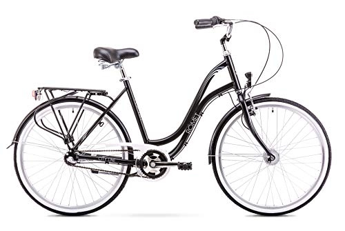 City : Romet POP ART City Bike 26 Zoll Stadtfahrrad Fahrrad Citybike Cruiser Hollandrad Shimano 3 Gang 19 Zoll Aluminium Rahmen schwarz