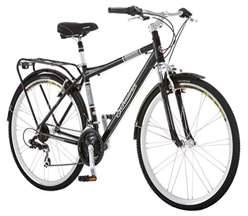 City : Schwinn Entdecken Sie Hybrid-Fahrräder für Damen und Herren, mit Aluminium-Rahmen, 21-Gang-Antrieb, schwarz und weiß.