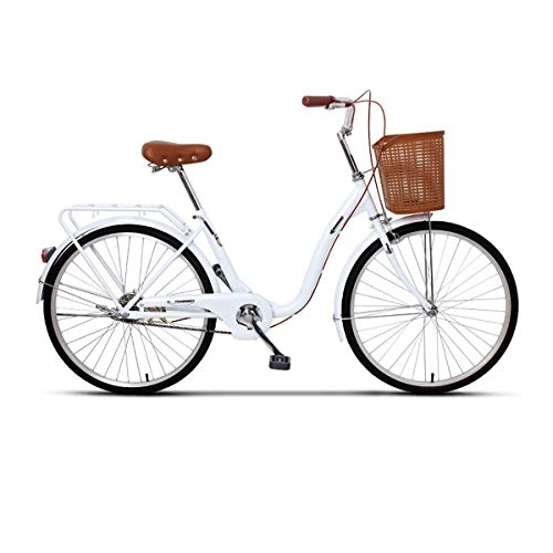 City : Shengshihuizhong Leichtes 24 / 26-Zoll-Fahrrad, hohe Qualitt, stdtischer Pendler, fr Menschen geeignet 140-180 cm hoch, einfaches Design (Color : White, Edition : 24inches)