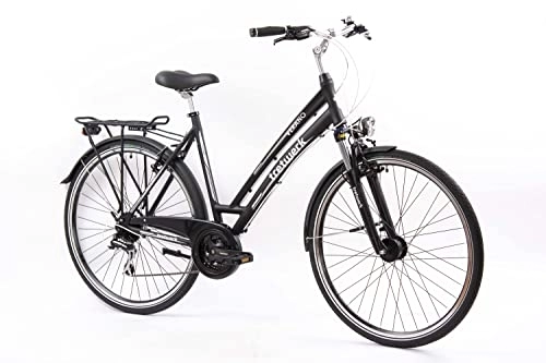 City : Tretwerk - 28 Zoll Damen Fahrrad - Verano schwarz 53 cm - Citybike mit 24 Gang Shimano Schaltung - Damenfahrrad mit LED-Beleuchtung - Cityrad für Frauen