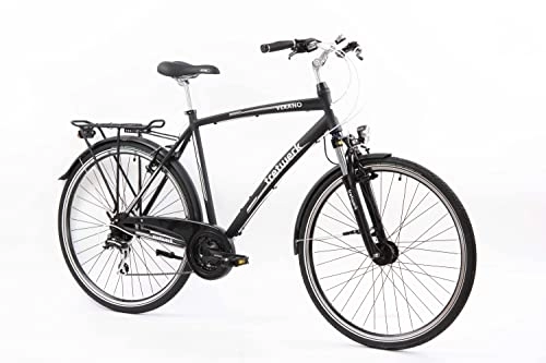 City : Tretwerk - 28 Zoll Herren Fahrrad - Verano schwarz 56 cm - Citybike mit 24 Gang Shimano Schaltung - Herrenfahrrad mit LED-Beleuchtung - Cityrad für Herren