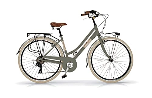 City : Via Veneto VV605AL Damenfahrrad Citybike 28 Zoll Grau | Fahrrad Damen Retro Cityräder City Bike | 6 Gänge, Aluminiumrahmen, Schutzblech, LED-Licht und Gepäckträger City-Bike Damen