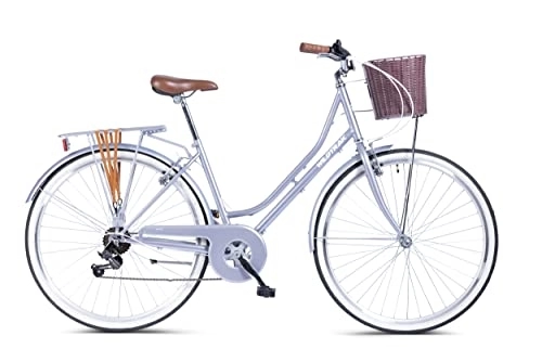 City : Wildtrak - Stahl-City-Bike, Erwachsene, 700C, 6-Gang, Shimano-Schaltung - Grau