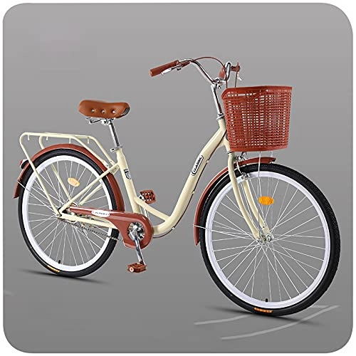 City : XIAOKUKU Mädchenfahrrad 24 Zoll Leichtes Rennrad mit Fahrradkorb und Rücksitz, Rahmen aus Aluminiumlegierung, weicher Sattel für bequemes Fahren, geeignet für das Pendeln in der Stadt, A