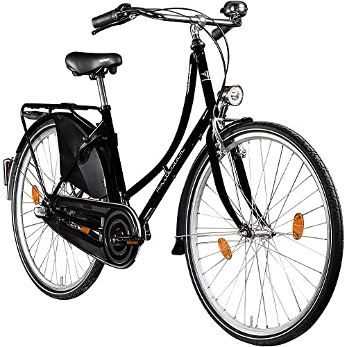 City : ZÜNDAPP Amsterdam Damenfahrrad 28 Zoll | Retro Damen Fahrrad mit tiefem Einstieg und 3 Gang Nabenschaltung | City Bike 155-175 cm | Hollandrad mit Rücktrittbremse (schwarz, 50 cm)
