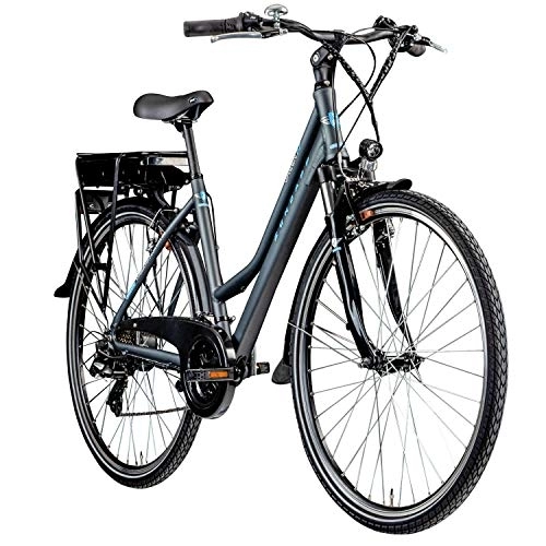 City : ZÜNDAPP E-Bike Trekking 700c Green 7.7 Pedelec Trekkingrad Damen 28 Zoll Touren (grau / blau, 48 cm)