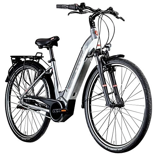 City : Zündapp Z905 700c E-Bike E Citybike 28 Zoll Pedelec Bosch Stadtrad Hollandrad (grau / weiß, 45 cm)