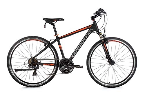 Cross Trail und Trekking : 28 Zoll Alu Leader Fox Away Crosser MTB Fahrrad Crossrad schwarz orange Rh 57cm