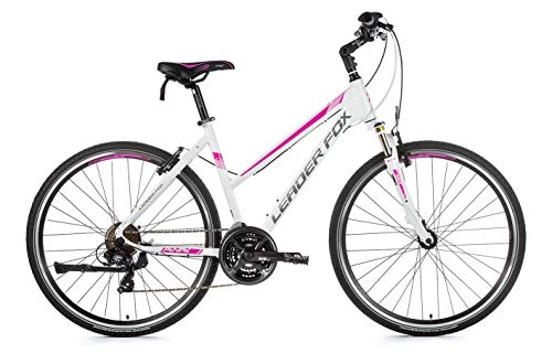 Cross Trail und Trekking : 28 Zoll LEADER FOX Away Lady Damen Cross Fahrrad MTB Shimano 21 Gang Weiss pink Rh 43cm