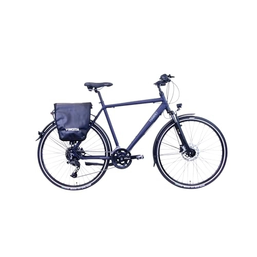 Cross Trail und Trekking : HAWK Trekking Gent Deluxe Plus Fahrrad Herren inkl. Tasche, 52cm I Bike mit Shimano CUES Kettenschaltung & Beleuchtung I Allrounder I Ozeanblau