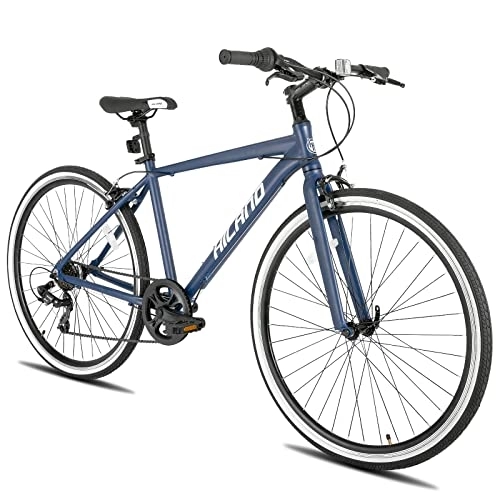 Cross Trail und Trekking : Hiland 28 Zoll 700C Trekking Bike Cityrad Damenrad Shimano 7 Gang Tiefem Durchstieg Hybrid Fahrrad Pendlerfahrrad für Frauen blau