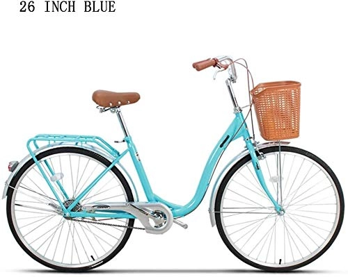 Cruiser : JACKWS Cozy Damen Cruiser Bike Adult Beach Cruiser Bike, Mit 26-Zoll / Medium Stahl Step-Over Frames, 6-Gang-Getriebe Alluminum Rahmen, Antrieb (Color : Blue)