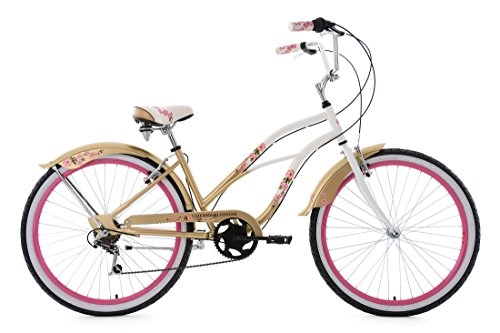 Cruiser : KS Cycling Beachcruiser 26'' Cherry Blossom weiß-Gold RH 42 cm