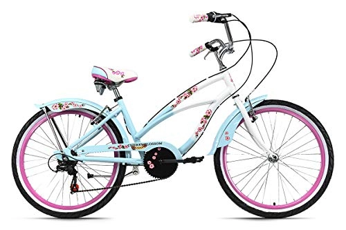 Cruiser : KS Cycling Jugendfahrrad Beachcruiser 24'' Cherry Blossom blau-rosa RH 41 cm