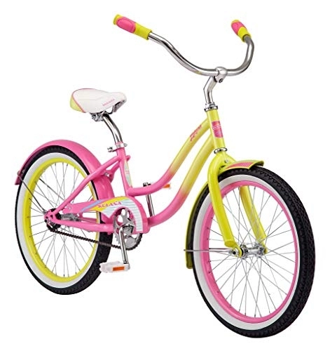 Cruiser : Kulana Lakona R0901AZ Shore Youth Beach Cruiser Bike 50, 8 cm (20 Zoll), Single Speed, Pink / Gelb