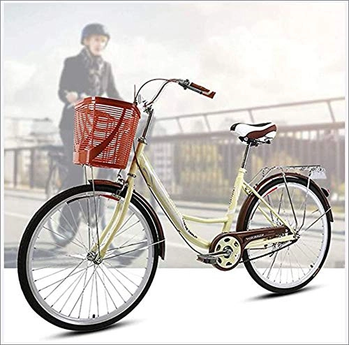 Cruiser : TANERDD Straßenfahrräder im Freien Fahrrad 24-Zoll-Fahrrad mit Korb für Frauen Städtische Frauenfahrrad für Erwachsene