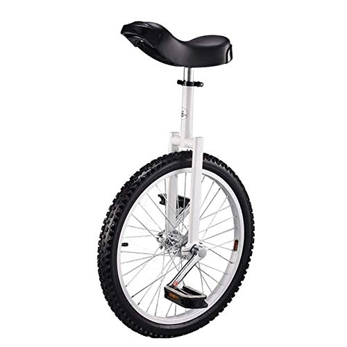 Einräder : 20 Zoll Rad Einrad für Erwachsene Jugendliche Anfänger, Hochfeste Manganstahlgabel, Verstellbarer Sitz, Belastbar 150kg / 330 Lbs (Farbe : Weiß)