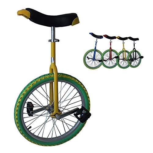 Einräder : AHAI YU Kind / Männer Teenager / Kinder 18 Zoll farbige Rad-Einräte, Outdoor-Übungsbalance Fahrräder, mit Skidfest Reifen & Stand, Höhe 140-165 cm, (Color : Yellow+Green)