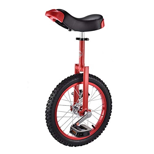Einräder : AHAI YU Teenager Balance Radfahren 16 Zündungsrad Unicycle, knappsichere Mountain Tire Bike für Outdoor-Sport-Fitness-Übung, mit Unicycles-Stand (Color : RED)