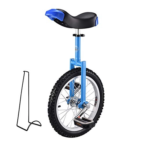 Einräder : AHAI YU Unicycle-Radfahren für Anfänger / Fachleute, Kinder / Erwachsene / Teenager Outdoor-Übung Fahrrad, mit Ständer, Knapper Reifen, Legierungsrand (Color : Blue, Size : 16INCH)