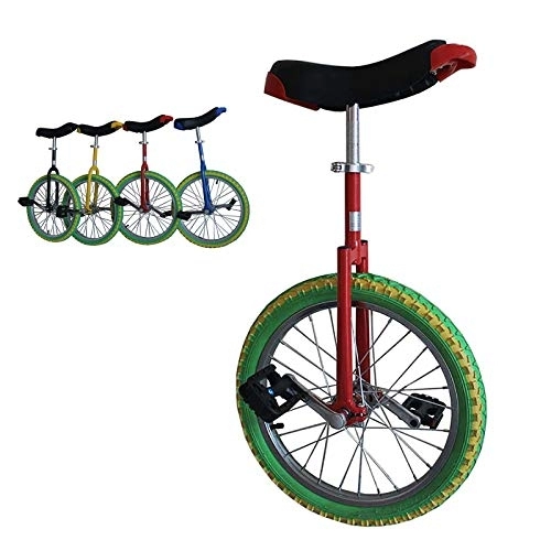 Einräder : Einrad 18 / 16inch Rad Farbiges Einrad, für Kinder / Jugendliche / Kinder (Alter 7-15 Jahre), mit Auslaufsicherem Butylreifen, Outdoor Fashion Balance Cycling (Color : Red+Green, Size : 16inch)