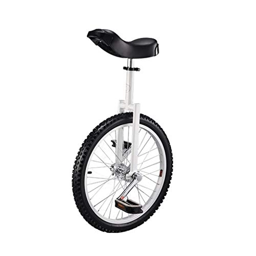 Einräder : Einrad Fahrrad Laufrad Fahrrad for Erwachsene Kinder Einzelnes Rad Kinderfahrrad for Fitness Travel Akrobatik Einrad, Ergonomischer Sattel 18 / 20 / 24 Zoll (Color : 20inch-White)