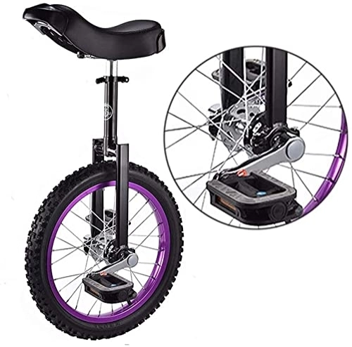Einräder : Einrad für Erwachsene Kinder 16-Zoll-Kinder-Einrad, Balance-Trainingsspaßfahrrad mit bequemem Sitz und rutschfestem Rad, für Kinder von 9 bis 14 Jahren, Lila