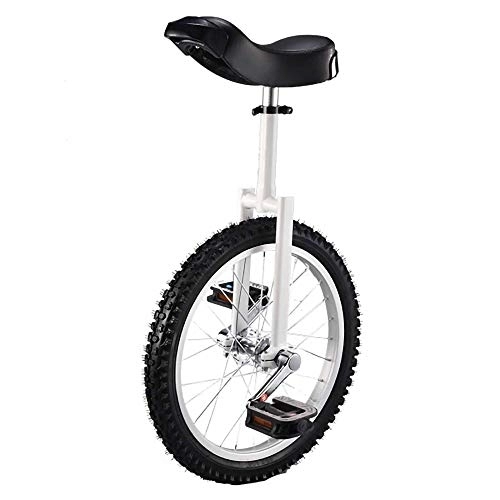 Einräder : Einrad Kinder, HöHenverstellbare Skidproof Mountain Reifen Laufrad Trainer EinräDer mit Rahmen, Ergonomischem Sattel / 18 inch / Weiß