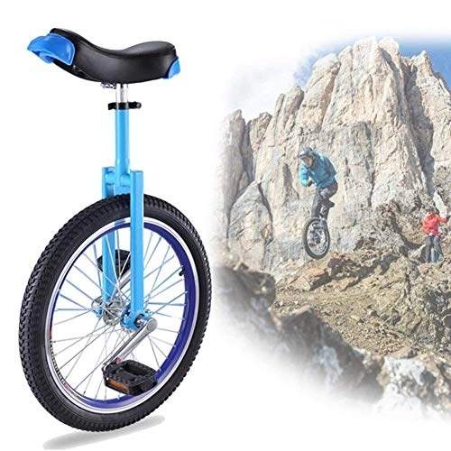 Einräder : Einstellbares Fahrrad 16" 18" 20" Radtrainer Einrad, Rutschfester Reifen Cycle Balance Verwendung für Anfänger Kinder Erwachsene Übung Spaß Fitness, Blau (Color : Blue, Size : 18 Zoll Wheel)