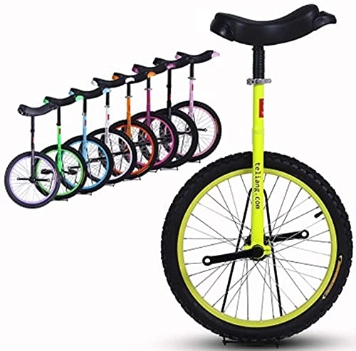 Einräder : Fahrräder Einrad Unicycle, 16 18 20 24 Zoll Einstellbar Höhenhaushalt Radfahren Trainer Use Für Kinder Erwachsene Trainieren Spaß Fahrrad Zyklus Fitness (Color : Yellow, Size : 20 inch)
