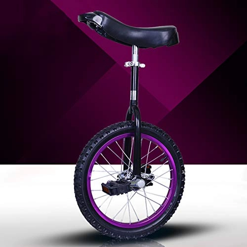Einräder : GAOYUY Einrad, Unisex's Professionelles Freestyle-Einrad 16 / 18 / 20 / 24 Zoll Starker Manganstahlrahmen for Kinder Und Erwachsene (Color : Puprple, Size : 16 inches)