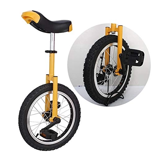 Einräder : HWF Einrad 20 Zoll 18 Zoll 16 Zoll Junior Learner Einrad Gelb, Hochfeste Manganstahlgabel, Verstellbarer Sitz, Schnalle Aus Aluminiumlegierung (Color : Yellow, Size : 16 Inch Wheel)