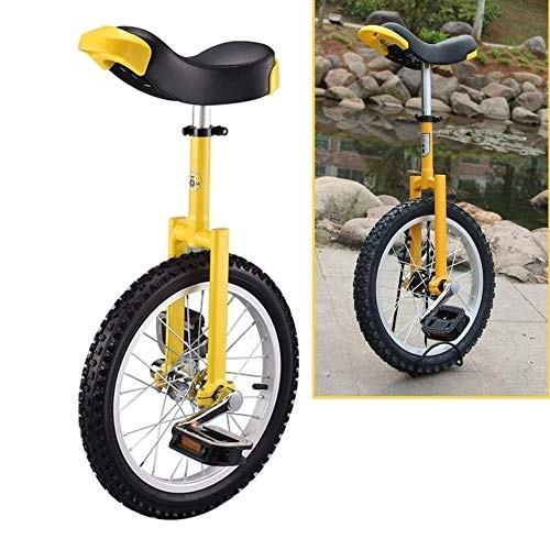 Einräder : HWF Einrad Gelb 16 / 18 / 20 Zoll Rad Einrad Fahrrad mit Bequemem Release-Sattelsitz, für Kinder Jugendliche Reiten Üben Verbessern Sie Das Gleichgewicht (Color : Yellow, Size : 16 Inch Wheel)