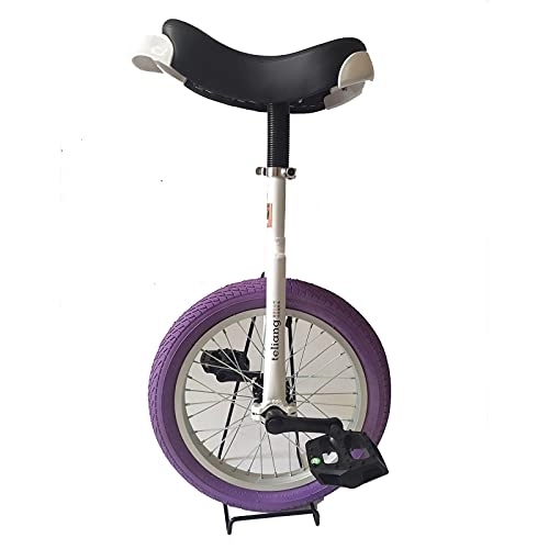 Einräder : JLXJ Einrad Einrad Fahrrad für Unisex-Kinder, 16 Zoll Verstellbarer Sitz Einrad Fahrrad für Fitness Im Freien, Auslaufsicheres Butylreifenrad, Belastung: 150 Kg (Color : Purple)