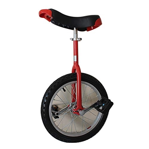 Einräder : QWEASDF Einrad, Höhenverstellbar Sattelstütze Balance Radfahren Heimtrainer Fahrrad mit Skidproof Mountain Reifen + Einradständer für Anfänger und Profis Unisex, 16", 18", 20", Rot, 16“