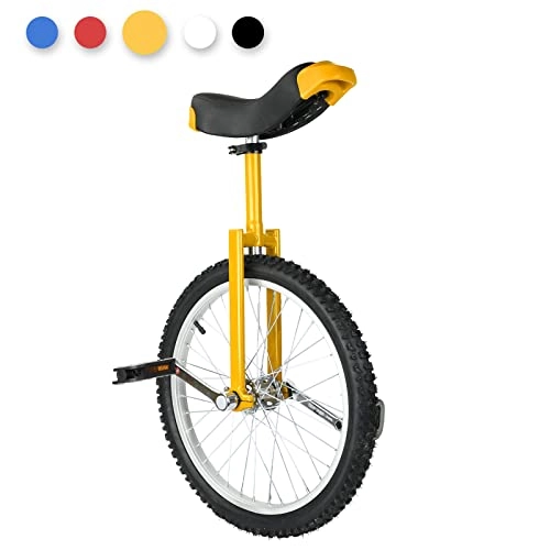 Einräder : Triclicks 20" Einrad + Einradständer, Höhenverstellbar Skidproof Mountain Tire Balance Radfahren Heimtrainer Anfänger Einrad Für Anfänger Profis Teenager Erwachsene (Gelb)