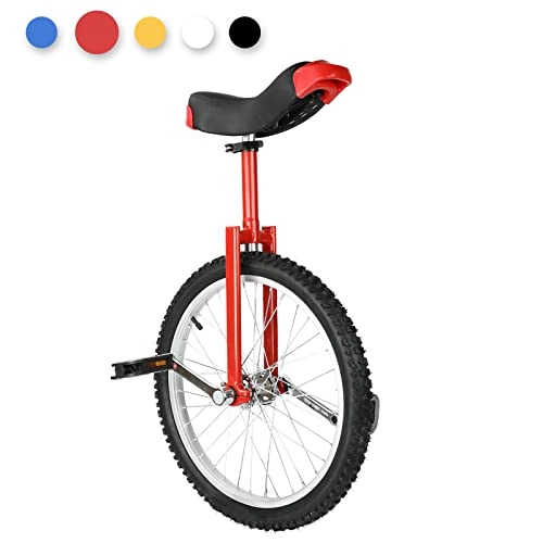 Einräder : Triclicks 20" Einrad + Einradständer, Höhenverstellbar Skidproof Mountain Tire Balance Radfahren Heimtrainer Anfänger Einrad Für Anfänger Profis Teenager Erwachsene (Rot)