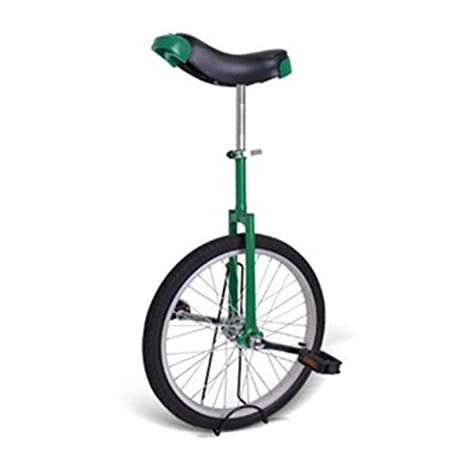 Einräder : TTRY&ZHANG 20-Zoll-Rad-Einrad-Fahrrad für Kinder Erwachsene Anfänger, Bergradfahren-Balance mit Unicycle-Stand für Übung Spaß Fitness, Stahlrahmen, ergonomischer Sattel (Color : Green)