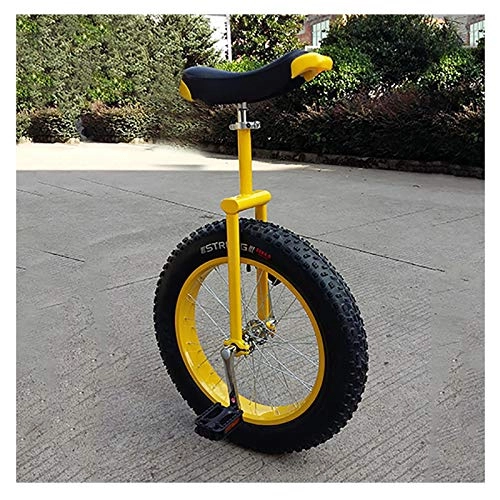 Einräder : TTRY&ZHANG Extra breit Dicker Fettreifen 20"Rad-Einrad für hohe Teenager / Erwachsene, Perfekter Anlasser Uni, einstellbares Sitzrad für Selbstabgleichung (Color : Yellow)