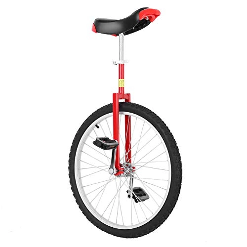 Einräder : Yonntech Unicycle 24" Erwachsener Coach Einrad-Höhe verstellbar, Rutschfester Butyl-Mountainbike-Radtrainer (Rot)