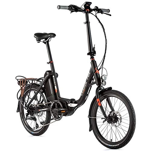 Elektrofahrräder : 20 Zoll E-Bike Leaderfox Harlan Faltrad Klapprad Shimano 7 Gang Mittelmotor Samsung 14Ah schwarz orange